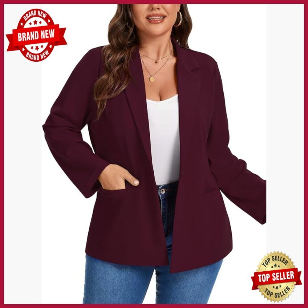 Plus Size Blazer Jacket Business Casual Long Sleeve Notch Lapel